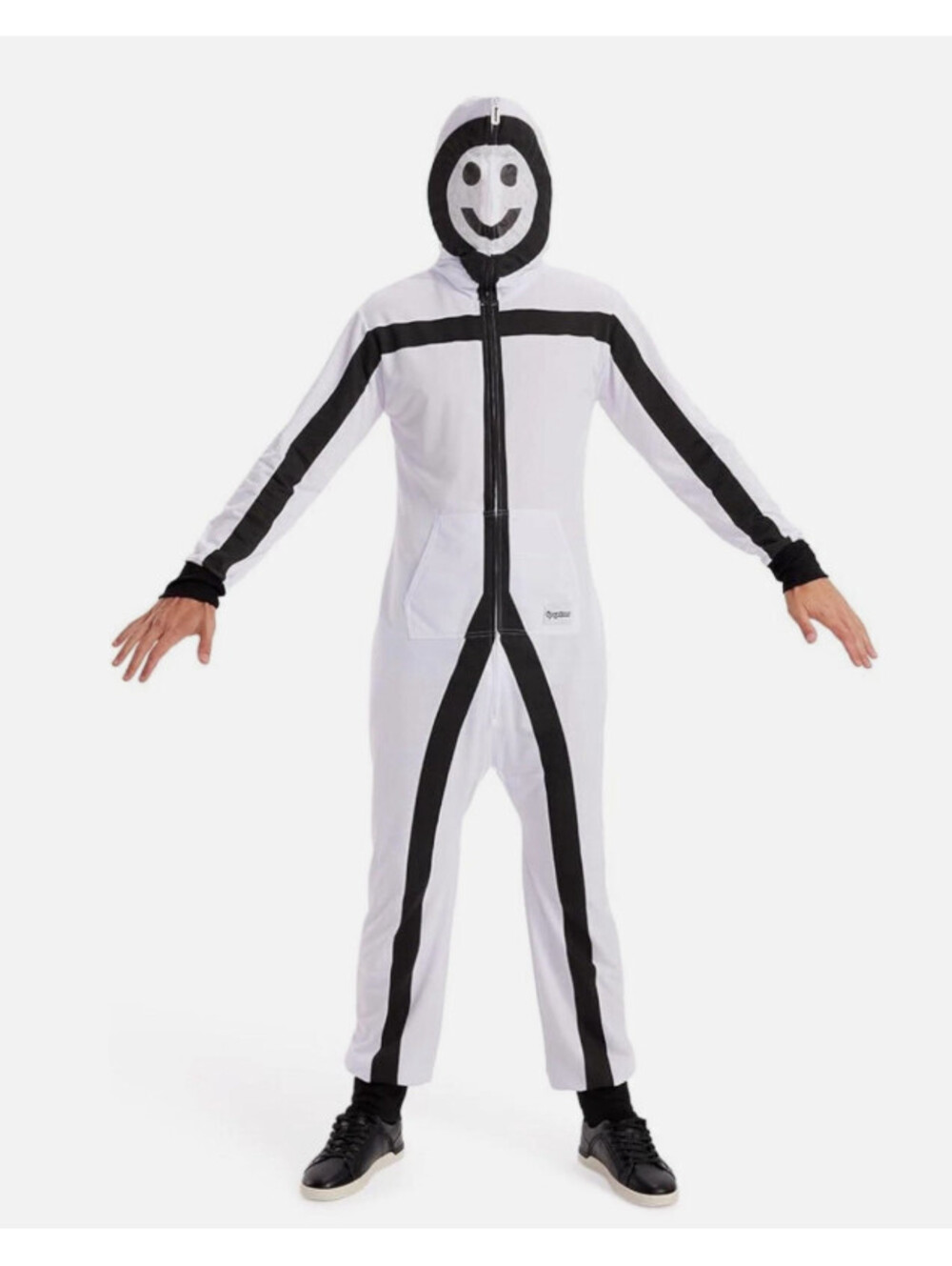 Tipsy Elves Mens Stickman Costume XXL Halloween Hooded Jumpsuit White Black